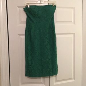 Strapless green dress